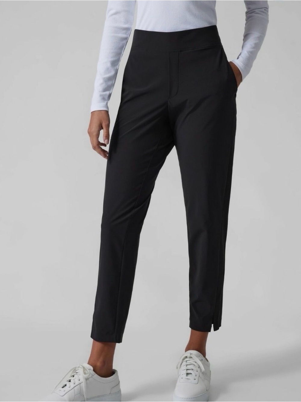 Athleta Brooklyn Ankle Pants Black Size 6 Tapered Pull On Stretch